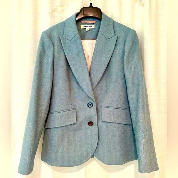 Boden Women's Blue Herringbone Tweed Size 4P in